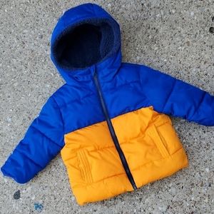 SwissTech Blue Orange Lined Puffer Jacket Baby 12 months Winter Snow